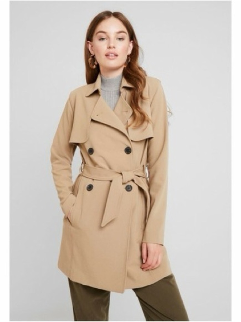 Abercrombie And Fitch Draper Double Breasted Tan Trench Coat